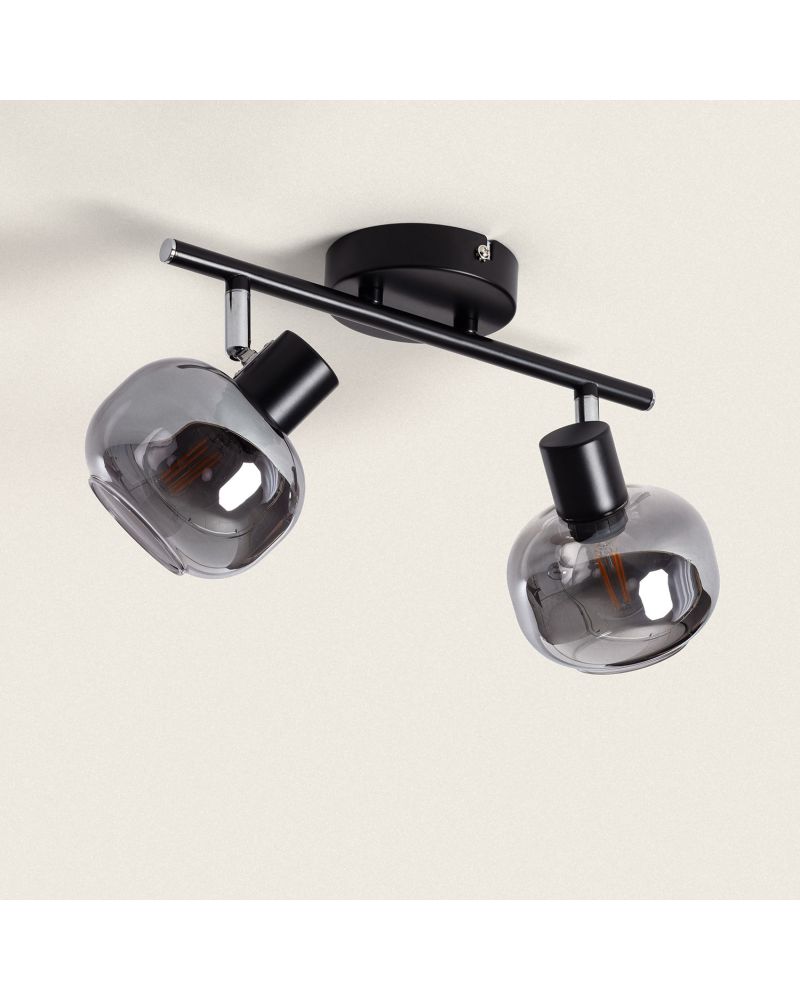 Plafonnier Orientable Métal et Verre 2 Spots Romsy