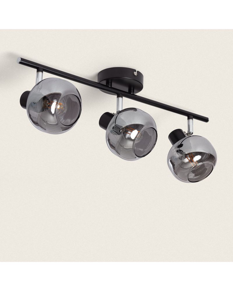 Plafonnier Orientable Métal et Verre 3 Spots Romsy