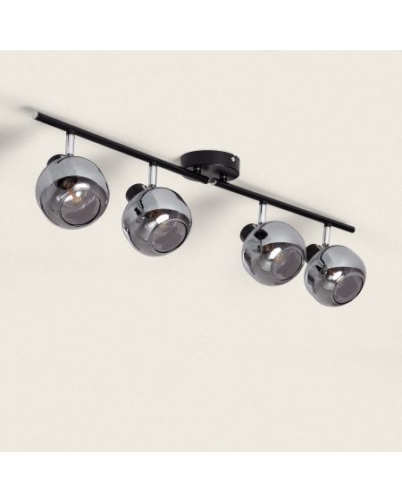 Plafonnier Orientable Métal et Verre 4 Spots Romsy