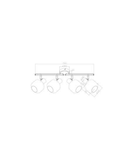 Plafonnier Orientable Métal et Verre 4 Spots Romsy