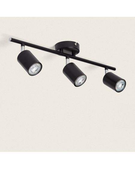 Plafonnier Orientable Métal 3 Spots Albus Black
