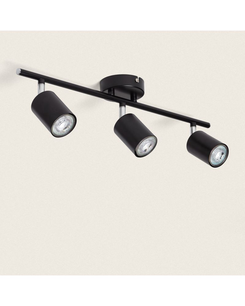 Plafonnier Orientable Métal 3 Spots Albus Black