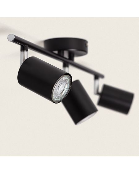 Plafonnier Orientable Métal 3 Spots Albus Black