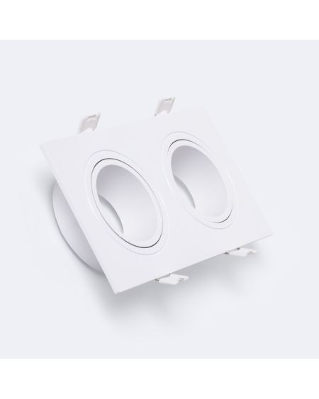 Collerette Downlight Carré Blanche pour deux Ampoules LED GU10 / GU5.3 Taille 73x173 mm