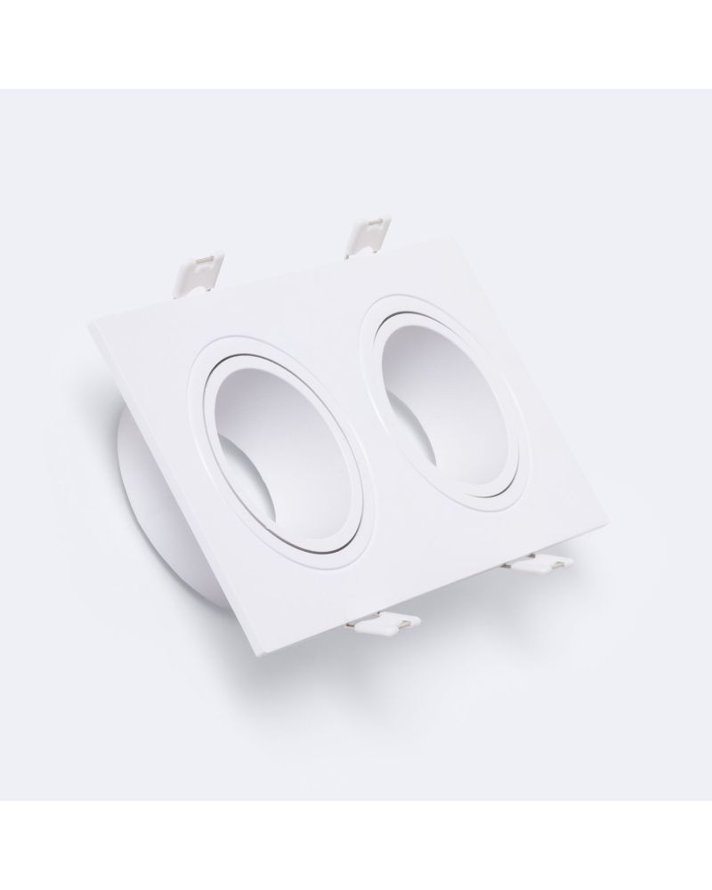 Collerette Downlight Carré Blanche pour deux Ampoules LED GU10 / GU5.3 Taille 73x173 mm