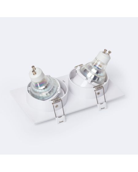 Collerette Downlight Carré Blanche pour deux Ampoules LED GU10 / GU5.3 Taille 73x173 mm