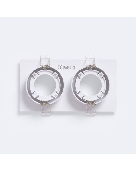 Collerette Downlight Carré Blanche pour deux Ampoules LED GU10 / GU5.3 Taille 73x173 mm