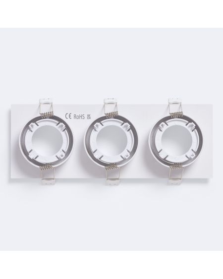 Collerette Downlight Cuadrado Blanco para 3 Bombillas LED 9W GU10 / GU5.3 Corte 235x75 mm