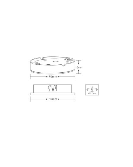 Plafonnier LED Bas de Meuble 3W 12V DC Rond Ø70 mm Coupe Ø57 mm