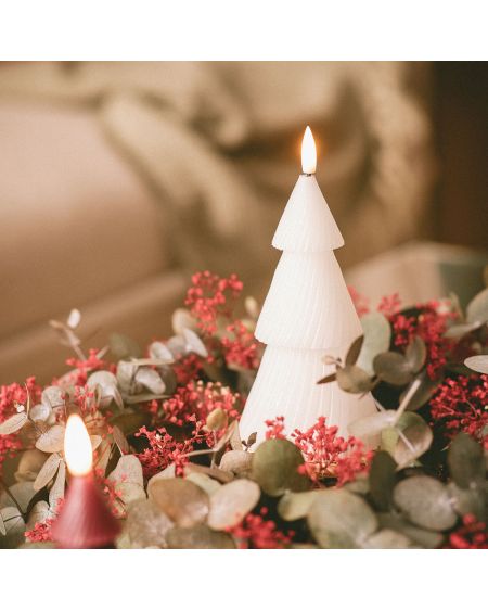 Bougie LED Sapin de Noël en Cire Naturelle à Pile 15 cm