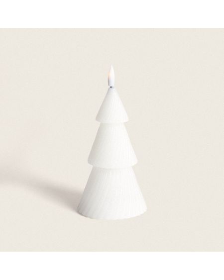Bougie LED Sapin de Noël en Cire Naturelle à Pile 15 cm