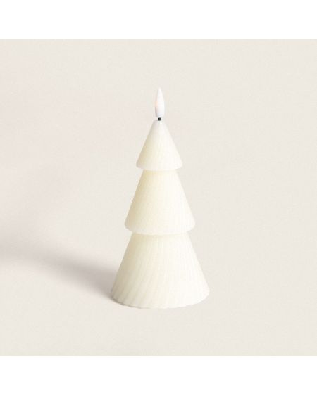 Bougie LED Sapin de Noël en Cire Naturelle à Pile 15 cm