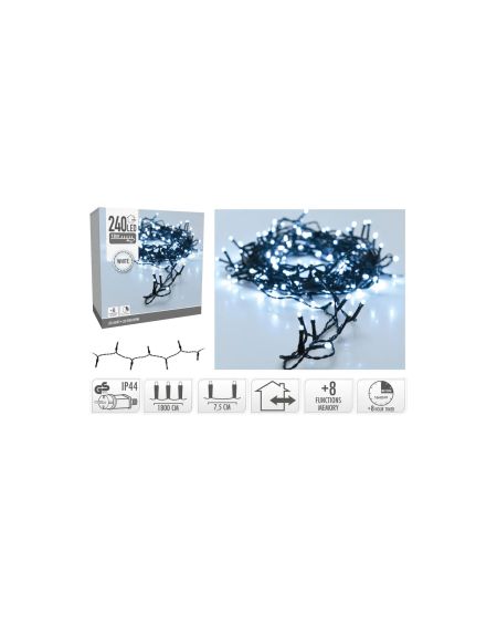 Guirlande LED Extérieure Câble Noir Blanc Froid 18 m