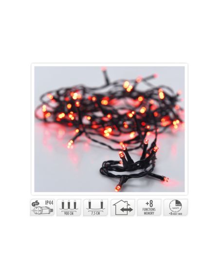 Guirlande LED Extérieure Câble Noir Rouge 9m