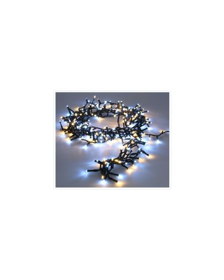 Guirlande Extérieure LED Câble Noir Blanc Chaud/Blanc Froid 20m Cluster