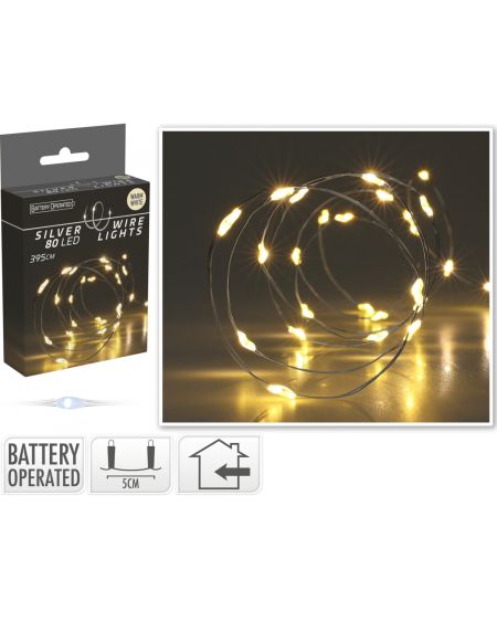 Guirlande LED Fil de Fer à Piles Blanc Chaud 4m