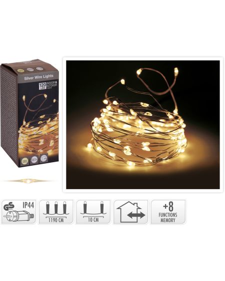 Guirlande Extérieure LED Fil de Fer 12 m Blanc Chaud