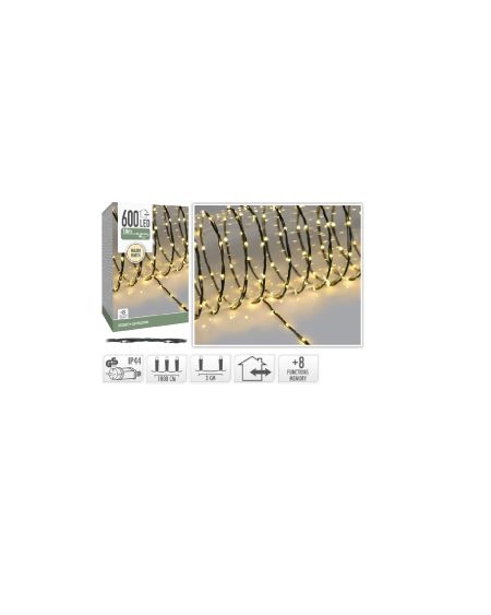 Guirlande LED Extérieure Câble Noir Blanc Chaud 18m Small