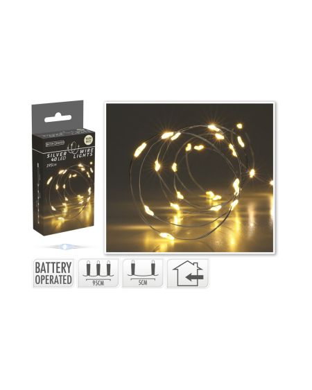 Guirlande LED Fil de Fer à Piles Blanc Chaud 2m
