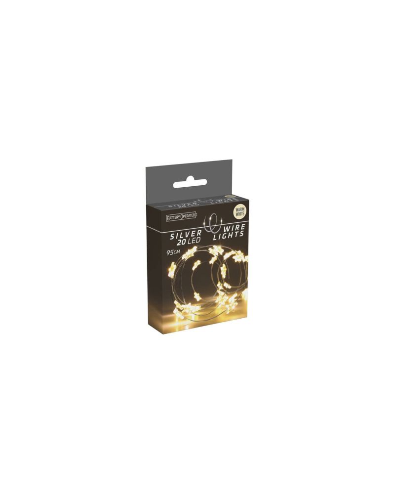 Guirlande en Fil de Fer d'Etoiles LED à Piles 1m Blanc Chaud
