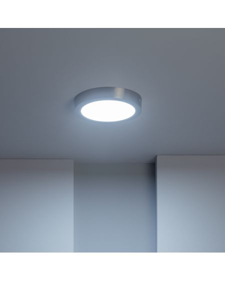 Plafonnier LED Rond 18W Métal Ø225 mm Argenté