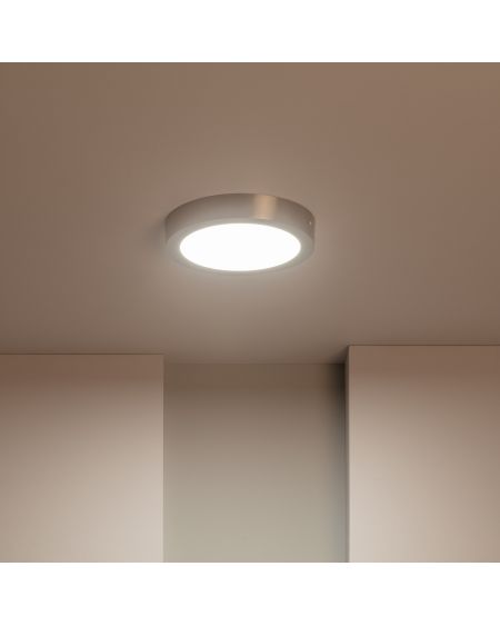 Plafonnier LED Rond 18W Métal Ø225 mm Argenté