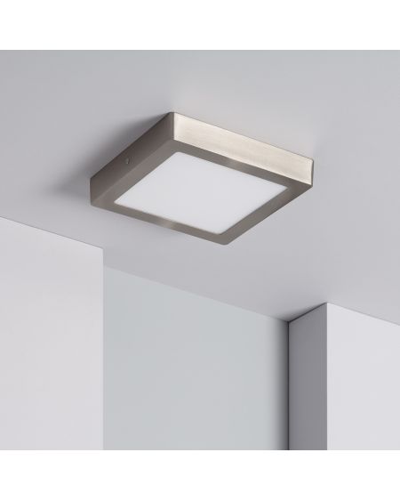 Plafonnier LED Carré Métal 18W Argenté 225x225 mm