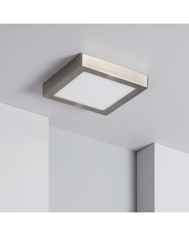 Plafonnier LED Carré Métal 18W Argenté 225x225 mm