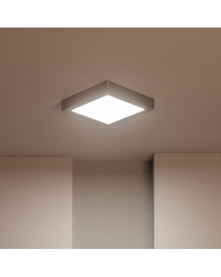 Plafonnier LED Carré Métal 18W Argenté 225x225 mm