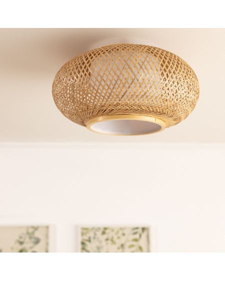 Plafonnier LED Rond Bambou Ø400 mm Denia