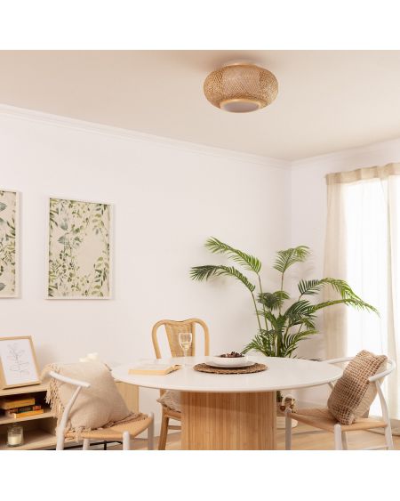 Plafonnier LED Rond Bambou Ø400 mm Denia