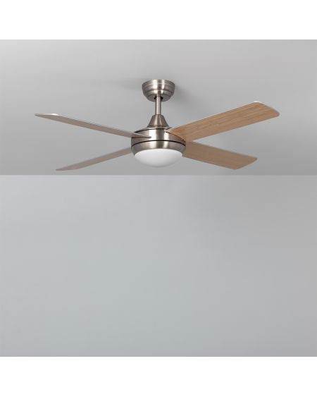 Ventilateur de plafond LED Navy Nickel Bois 132cm Moteur DC