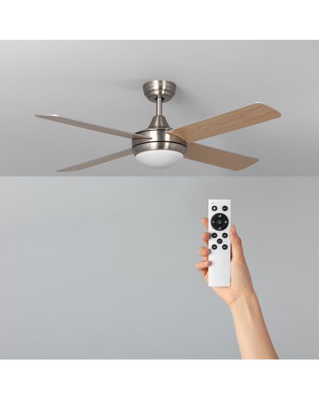 Ventilateur de plafond LED Navy Nickel Bois 132cm Moteur DC