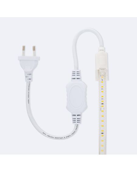 Ruban LED 220V SMD2835 120LED/m Blanc Chaud IP65 Largeur 12mm Coupe tous les 100cm