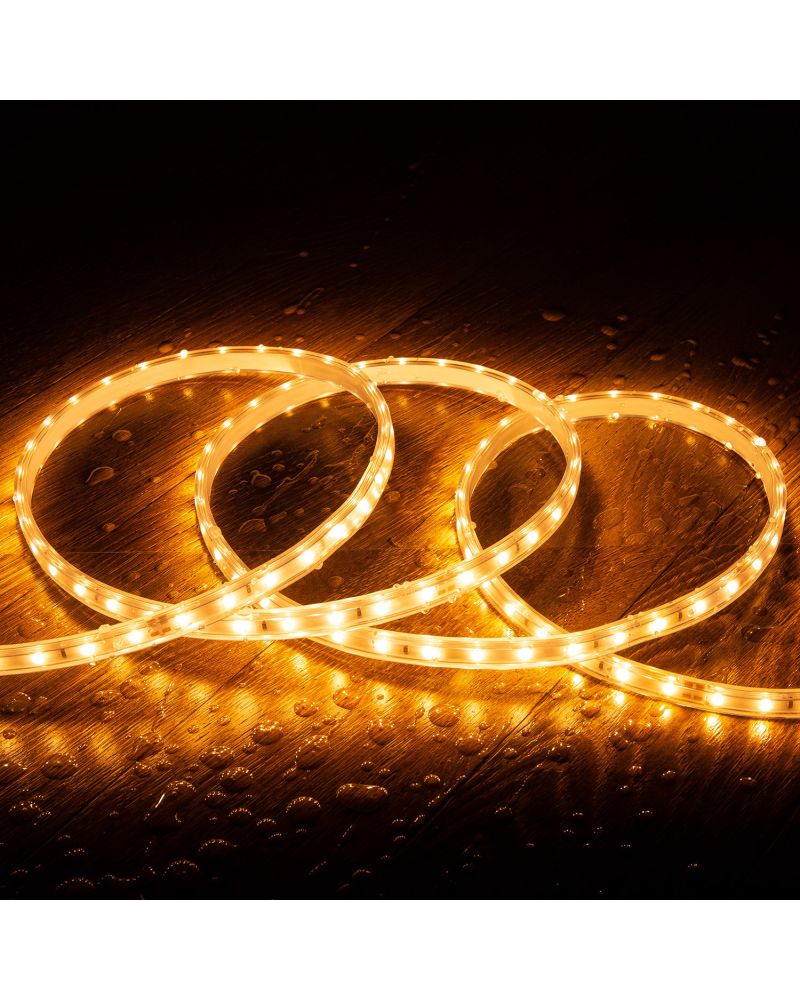 Ruban LED 220V SMD2835 60LED/m Blanc Super Chaud IP65 Largeur 12mm Coupe tous les 100cm
