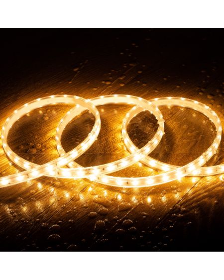 Ruban LED 220V SMD2835 60LED/m Blanc Chaud IP65 Largeur 12mm Coupe tous les 100cm