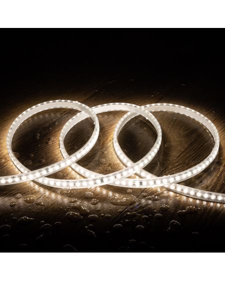 Ruban LED 220V SMD2835 60LED/m Blanc Froid IP65 Largeur 12mm Coupe 100cm