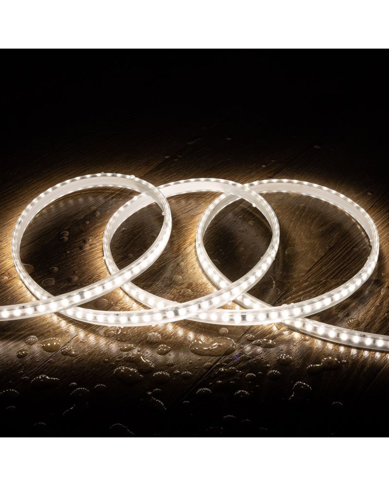 Ruban LED 220V SMD2835 60LED/m Blanc Froid IP65 Largeur 12mm Coupe 100cm