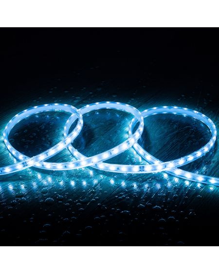 Ruban LED 220V SMD2835 60LED/m Bleu IP65 Largeur 12mm Coupe tous les 100cm
