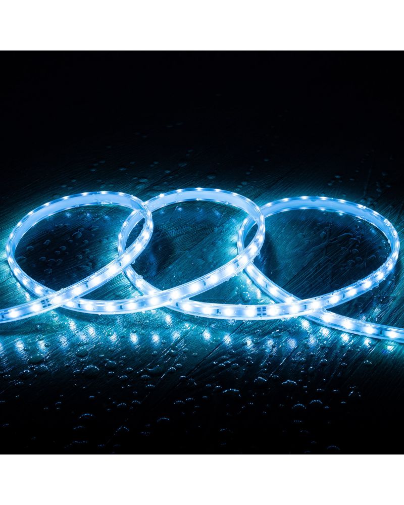 Ruban LED 220V SMD2835 60LED/m Bleu IP65 Largeur 12mm Coupe tous les 100cm
