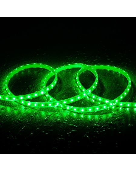 Ruban LED 220V SMD2835 60LED/m Vert IP65 Largeur 12mm Coupe tous les 100cm