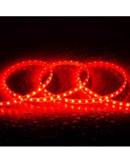 Ruban LED 220V SMD2835 60LED/m Rouge IP65 Largeur 12mm Coupe tous les 100cm