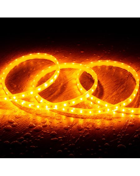 Ruban LED 220V SMD2835 60LED/m Orange IP65 Largeur 12mm Coupe tous les 100cm