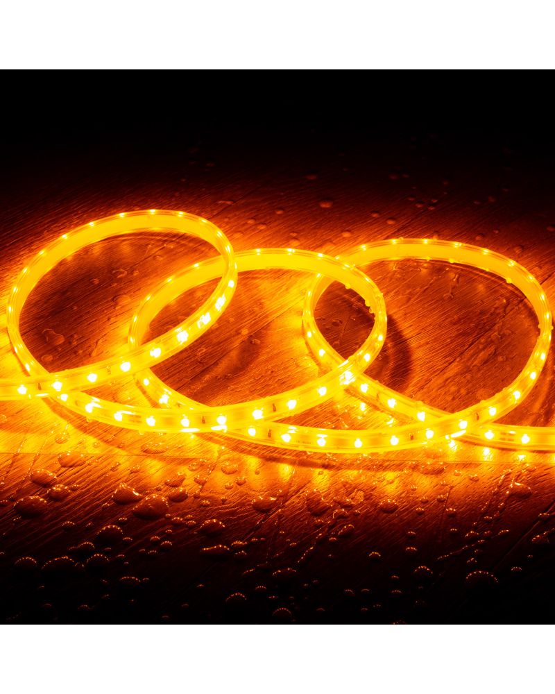 Ruban LED 220V SMD2835 60LED/m Orange IP65 Largeur 12mm Coupe tous les 100cm Ruban LED 220V SMD2835 60LED/m Orange IP65 Largeur 12mm Coupe tous les 100cm