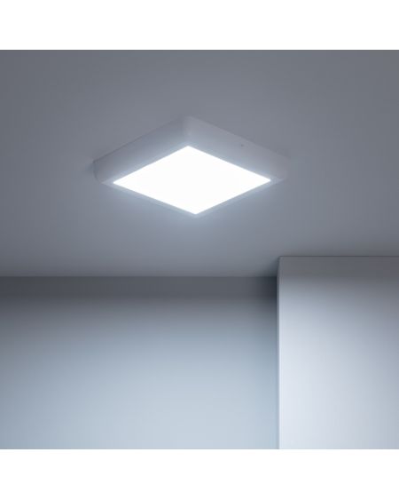 Plafonnier LED Carré Métal 18W Design White 225x225 mm