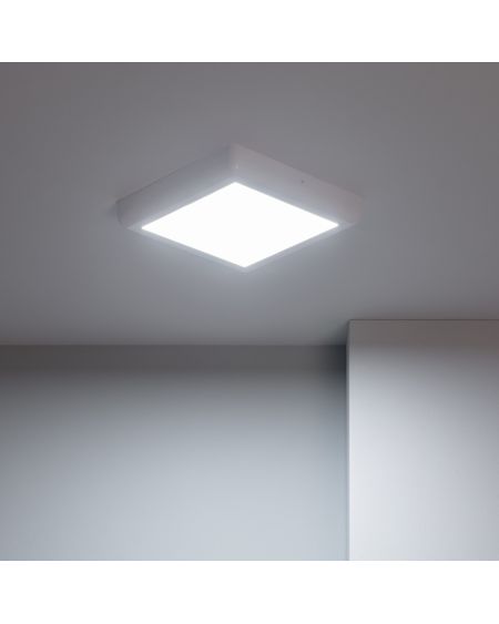 Plafonnier LED Carré Métal 18W Design White 225x225 mm