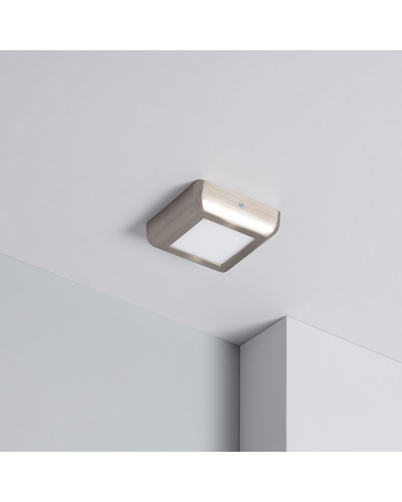 Plafonnier LED Carré Métal Design Silver 6W 120x120mm