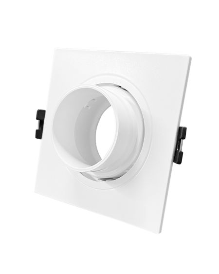 Collerette Downlight Carré Orientable faible UGR pour Ampoule LED GU10 / GU5.3 Coupe Ø75 mm Suefix