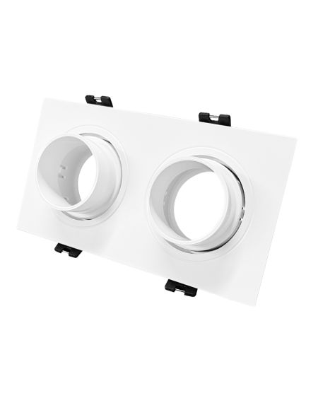 Collerette Downlight Carré Orientable Faible UGR pour deux Ampoules LED GU10 / GU5.3 Taille 75x150 mm Suefix