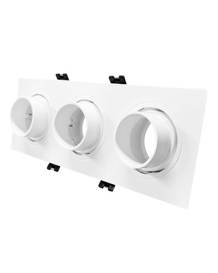 Collerette Downlight Carré Orientable Faible UGR pour trois Ampoules LED GU10 / GU5.3 Taille 75x235 mm Suefix